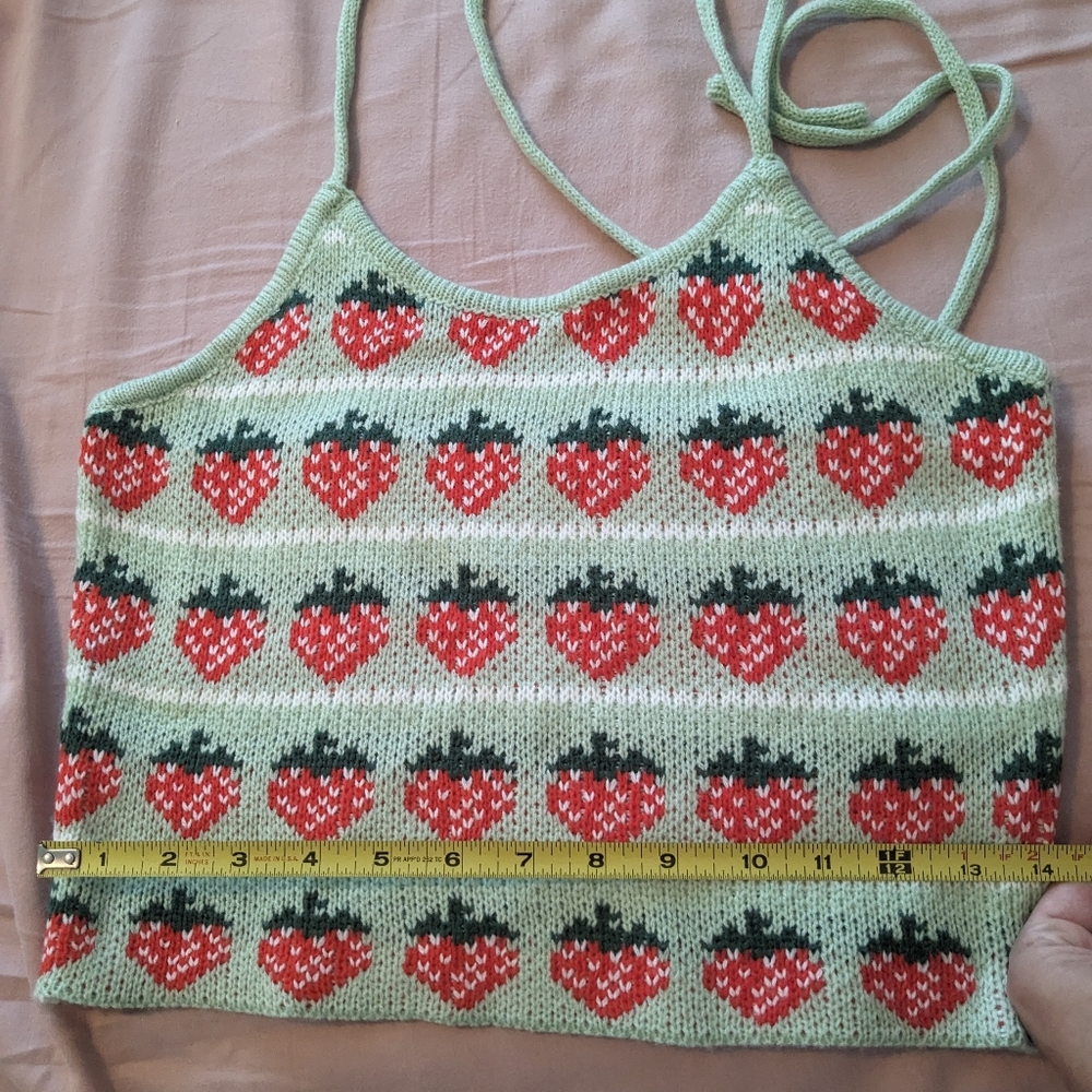 Adorable knit strawberry halter tank top - Picture 6 of 6